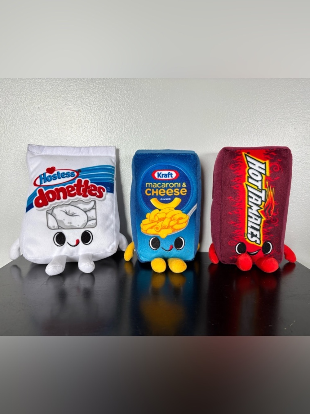 Lot of 3: Funko 7” Plush Food Hostess Donettes, Hot Tamales, Kraft Mac & Cheese